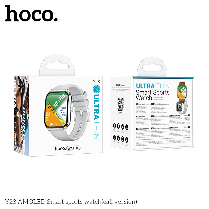 Смарт-часы HOCO Y28 AMOLED Smart watch, IP67 (Call Version), silver