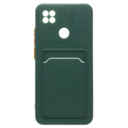 Накладка BUTTON Realme C51/C53/Note 50, с визитницей, темно-зеленая