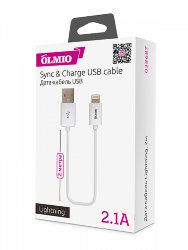 USB кабель на iPhone 5 Olmio 2,1A белый 2 метра