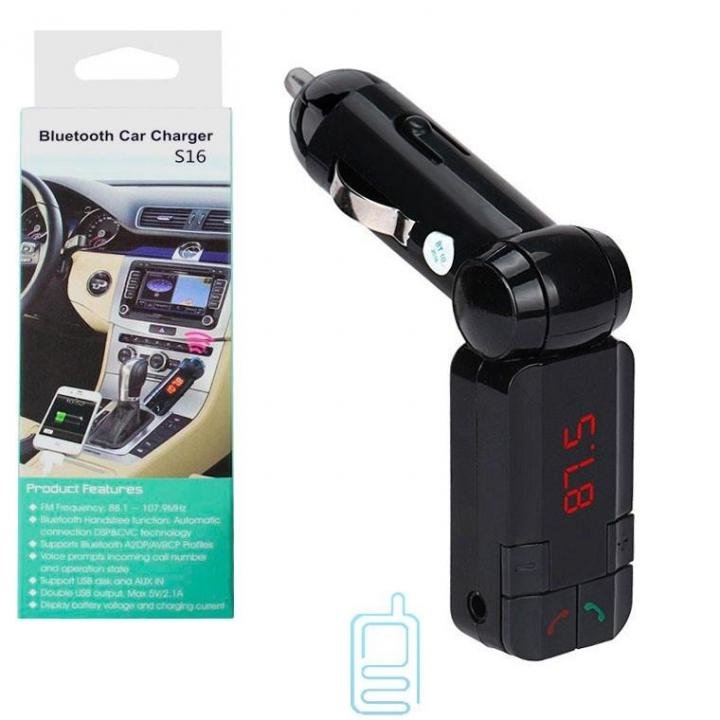 FM-модулятор Bluetooth MicroSD/2 USB/AUX/пульт S16BT