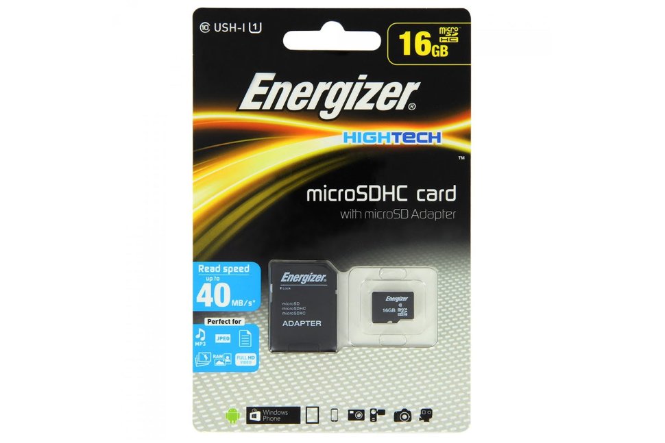 Energizer microSD 16GB High-Capacity (Class 10) с адаптером