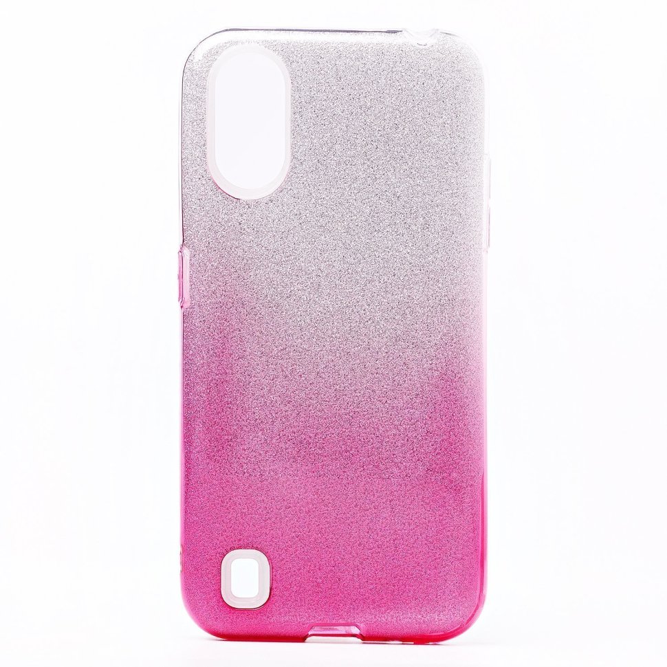 Накладка SC097 БЛЕСТКИ градиент 3в1 Samsung A015 Galaxy A01 (pink/silver)