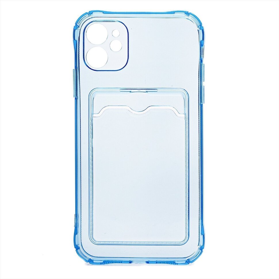 Накладка SC278 для Apple iPhone 11 с визитницей + усиленные углы, синяя