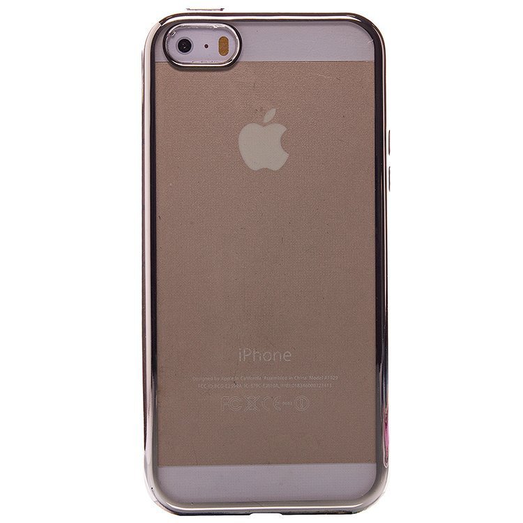 Накладка силиконовая прозрачная IPhone 5 ОБОДОК серебро