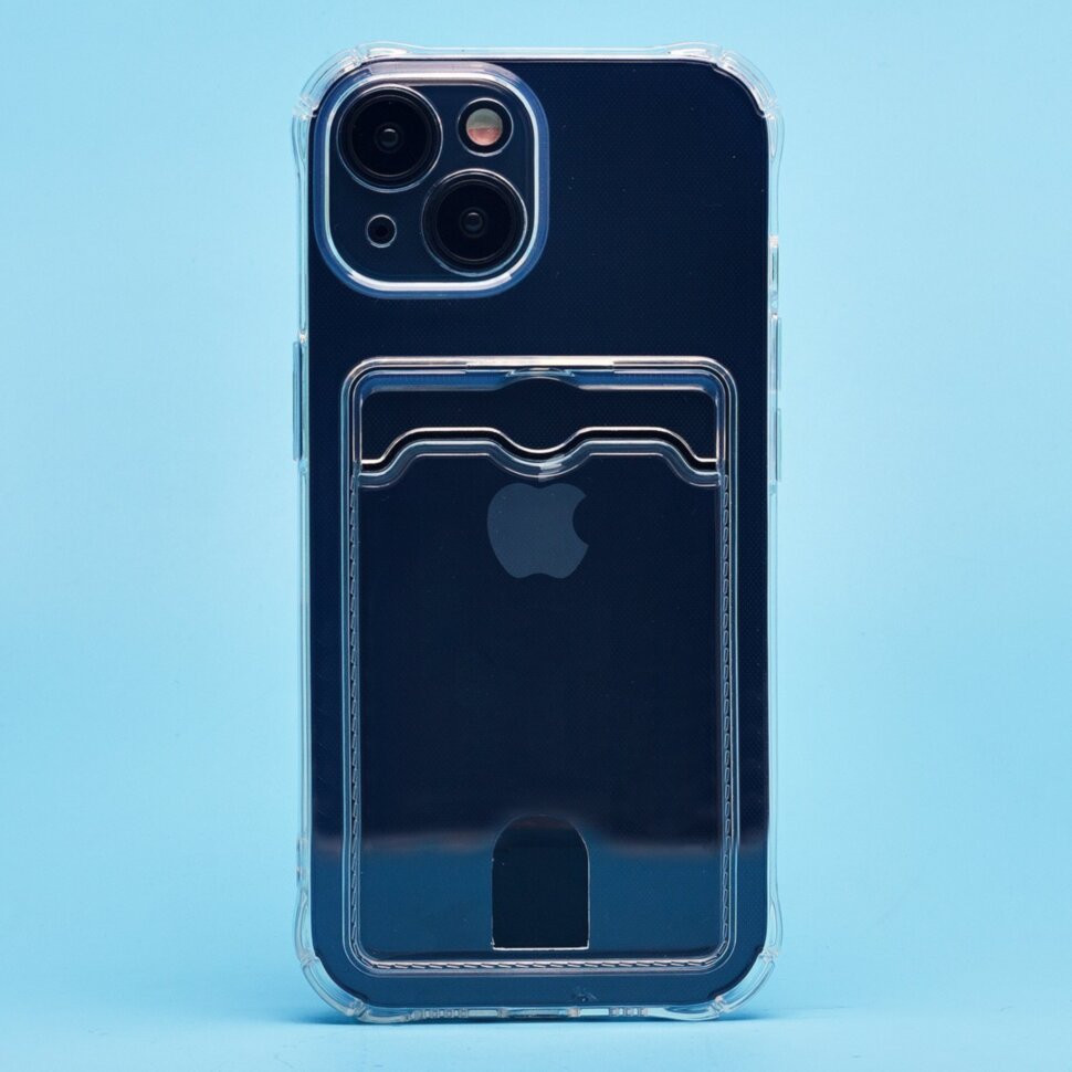 Накладка SC276 для Apple iPhone 15 с визитницей, прозрачная