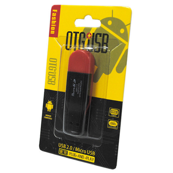 Card reader №20 MicroSD - MicroUSB OTG черно-красный в блистере