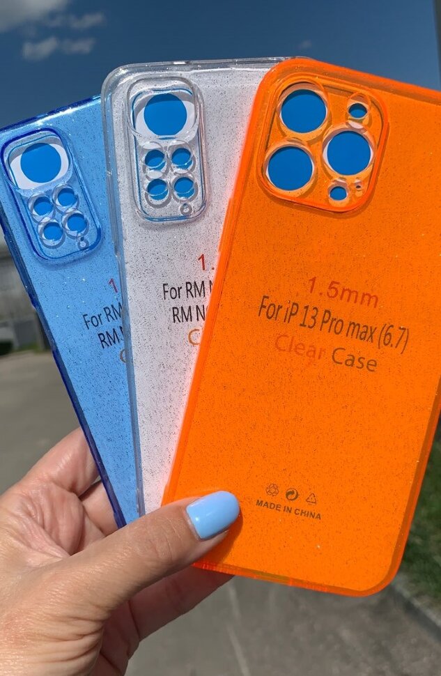 Накладка SC123 для Apple iPhone 13 Pro (orange) с блестками