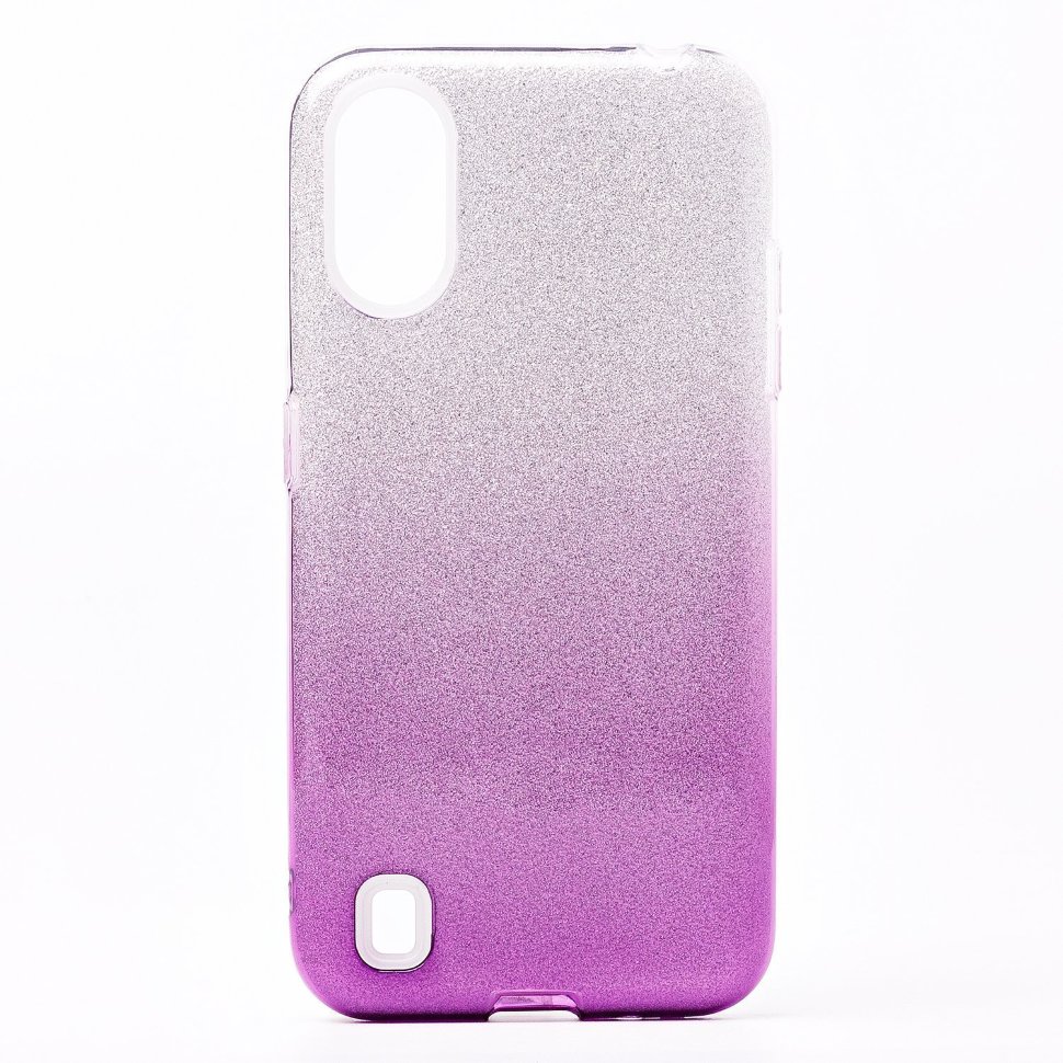 Накладка SC097 БЛЕСТКИ градиент 3в1 Samsung A015 Galaxy A01 (purple/silver)
