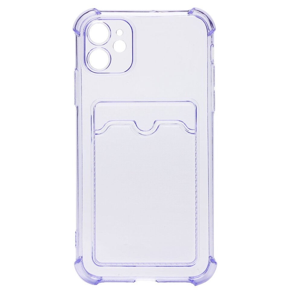 Накладка SC278 для Apple iPhone 11 с визитницей + усиленные углы, фиолетовая