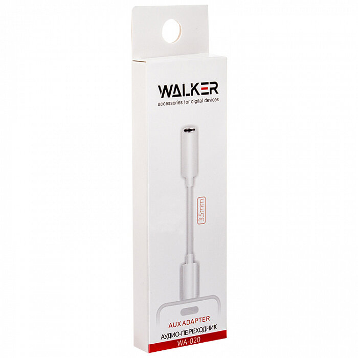 Адаптер WALKER WA-020 iPhone (папа) - AUX (мама) в коробке