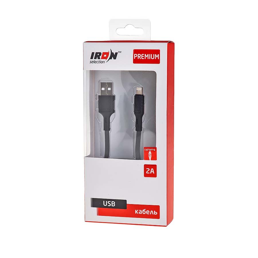 USB кабель на iPhone 5 Iron Selection PREMIUM ZR-02i 2A резиновый круглый серый