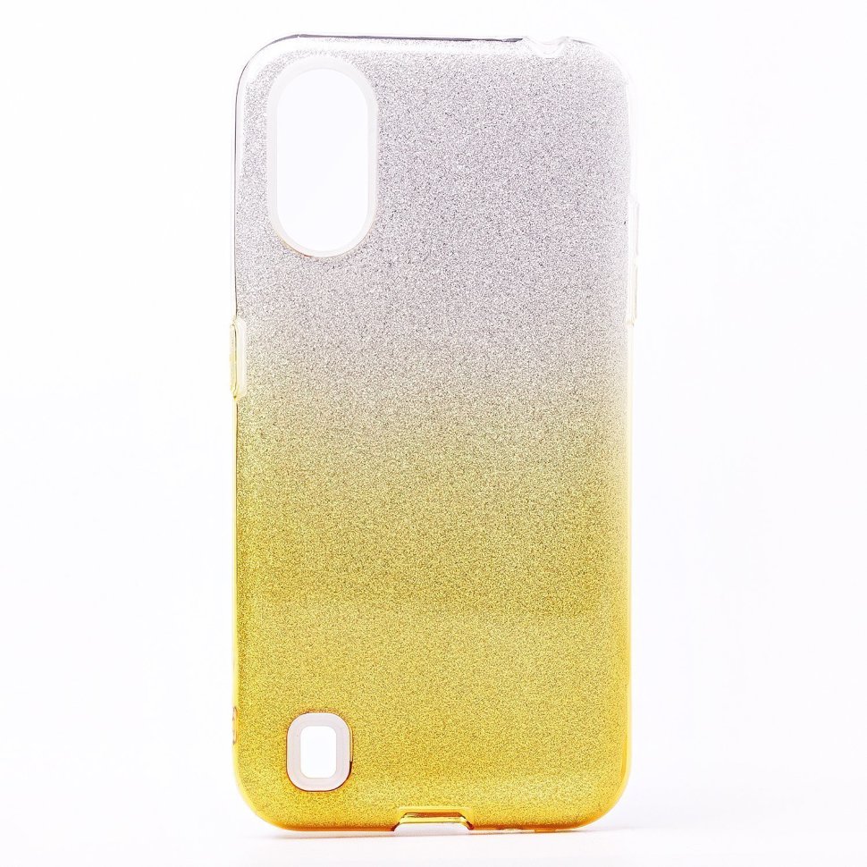 Накладка SC097 БЛЕСТКИ градиент 3в1 Samsung A015 Galaxy A01 (yellow/silver)