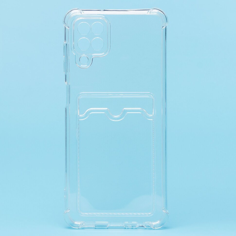 Накладка SC278 Samsung A125 Galaxy A12 с визитницей + усиленные углы, прозрачная