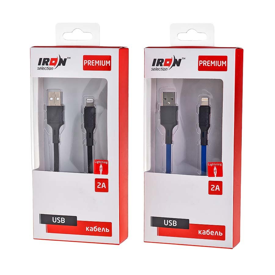USB кабель на iPhone 5 Iron Selection PREMIUM ZR-02i 2A резиновый круглый синий