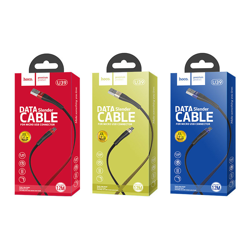 Кабель USB - MicroUSB HOCO U39 Slender черно-золотой