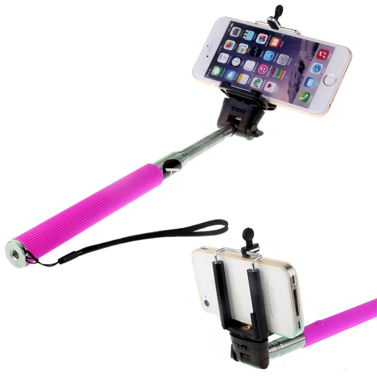 Селфи штатив Monopod 101 с проводом розовый