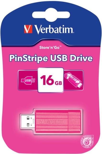 Verbatim USB 16GB PinStripe Hot Pink