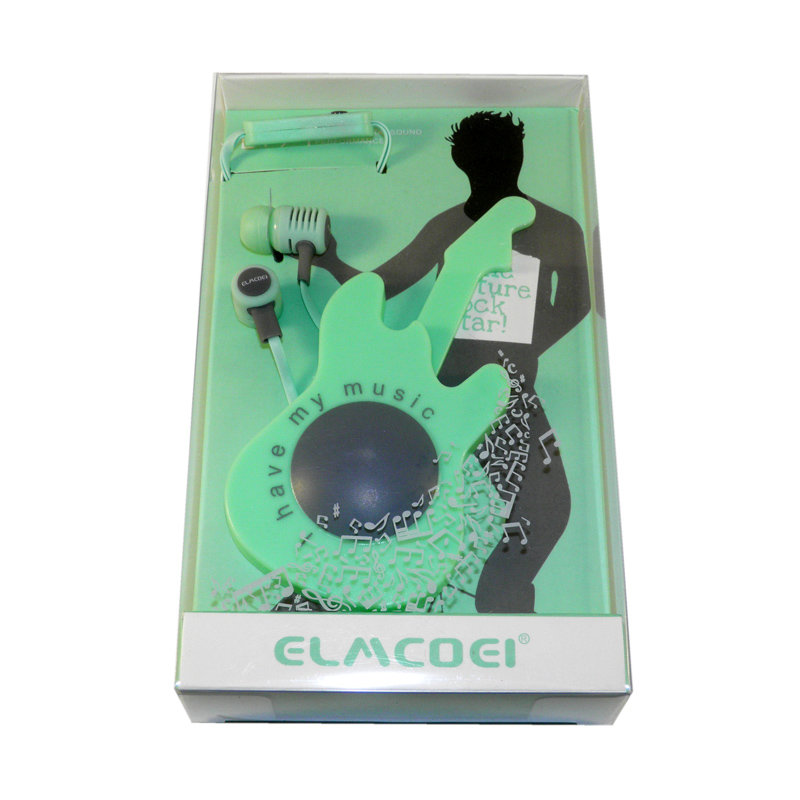 Гарнитура MP3 Elmcoei EV94 с кнопкой ответа зеленая