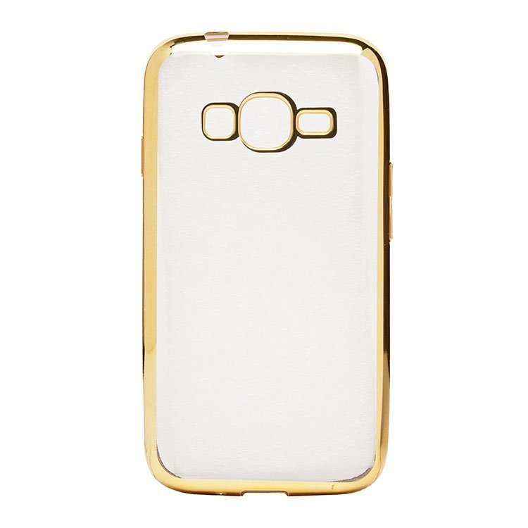Накладка силиконовая прозрачная Samsung J106 /J1 mini Prime ОБОДОК золотой