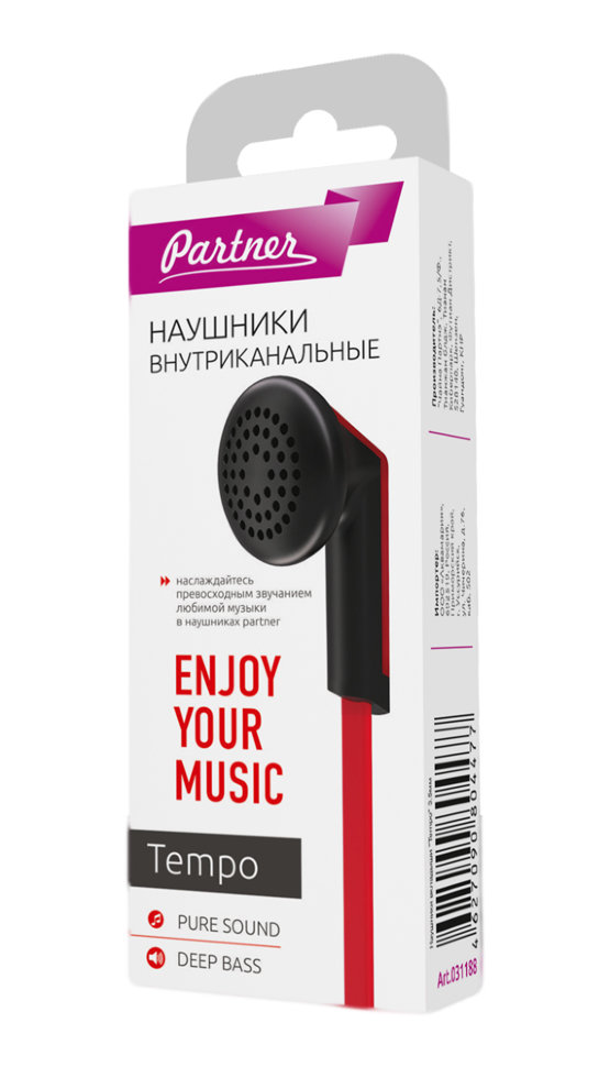 Наушники MP3 Partner Tempo черно-красные