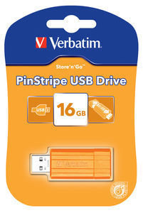Verbatim USB 16GB PinStripe Volcanic Orange