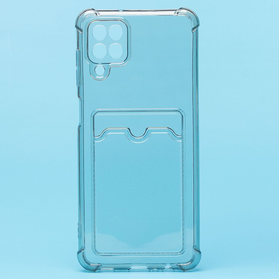 Накладка SC278 Samsung A125 Galaxy A12 с визитницей + усиленные углы, прозрачная черная