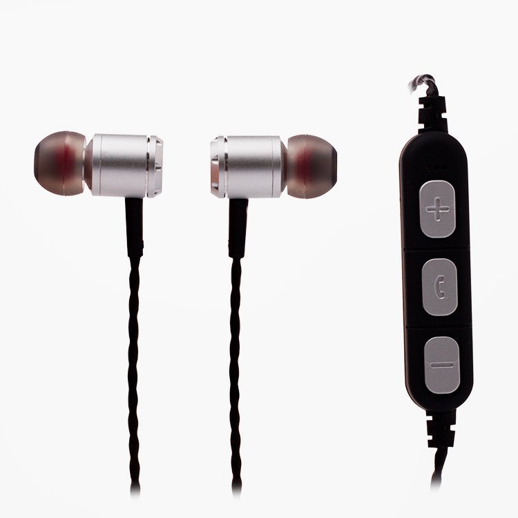 Наушники вакуумные BLUETOOTH MF-01BT + microSD магнитные серебро