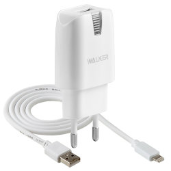 СЗУ WALKER WH-11 1A + кабель iPhone 5 белое