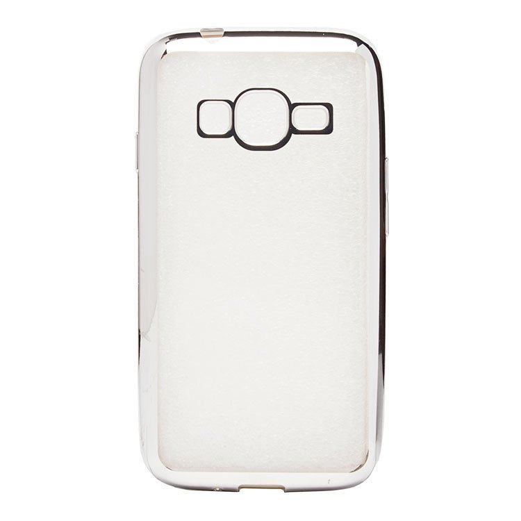 Накладка силиконовая прозрачная Samsung J106 /J1 mini Prime ОБОДОК серебро