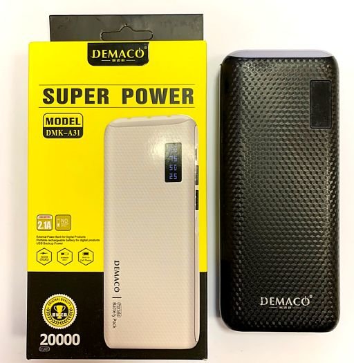 Внешнее ЗУ Power Bank Demaco DKK-A31 20000mAh, USBx2, microUSB, фонарик, черное
