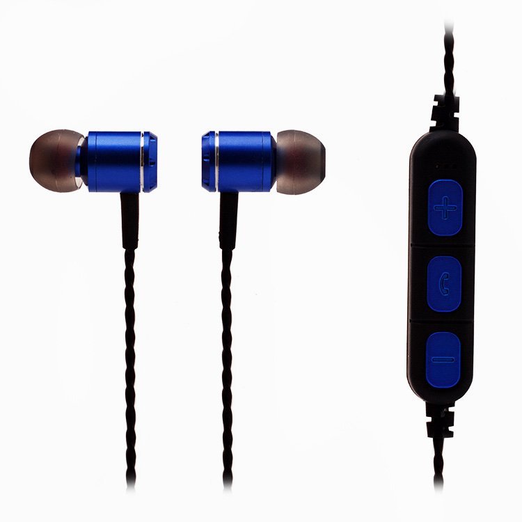 Наушники вакуумные BLUETOOTH MF-01BT + microSD магнитные синие