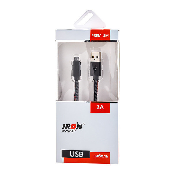 Кабель USB - MicroUSB Iron Selection PREMIUM 2A джинсовый черный