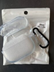 Чехол силиконовый для кейса AirPods Pro с карабином, прозрачный, крышка отдельно, тех.уп.