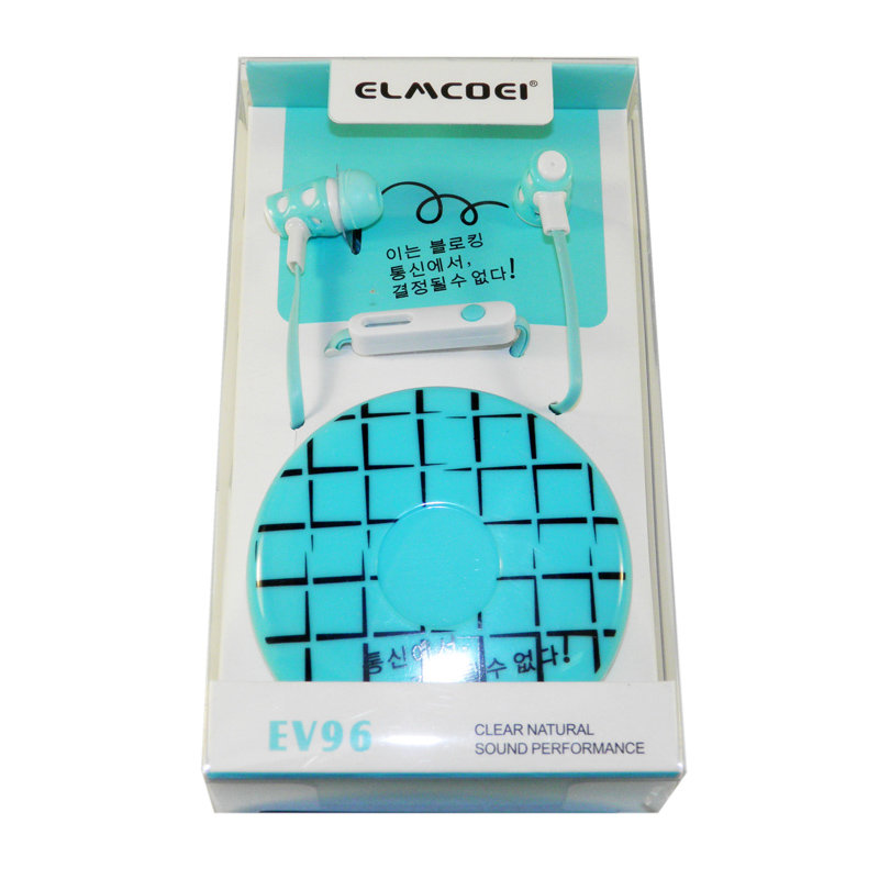 Гарнитура MP3 Elmcoei EV96 с кнопкой ответа голубая
