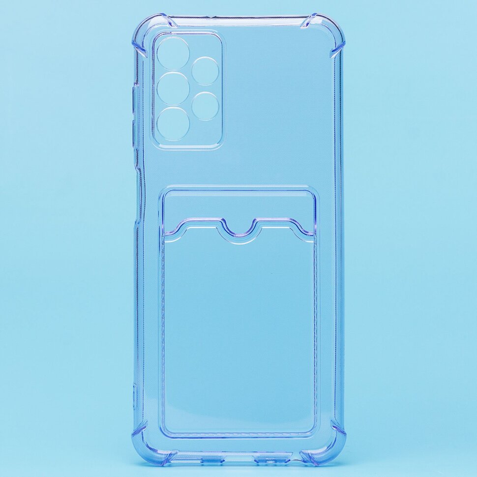 Накладка SC278 Samsung A135 Galaxy A13 с визитницей + усиленные углы, прозрачная фиолетовая