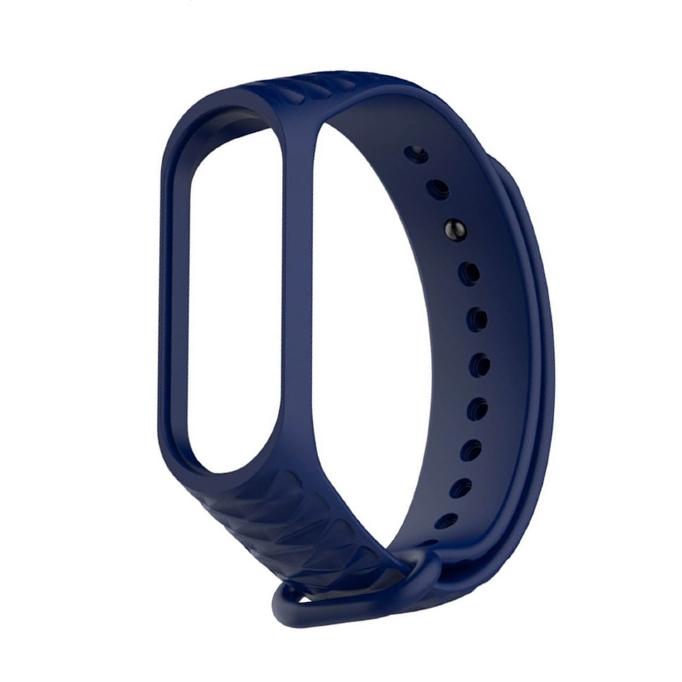 Ремешок силиконовый для Xiaomi Mi Band 3/4 Рельеф синий