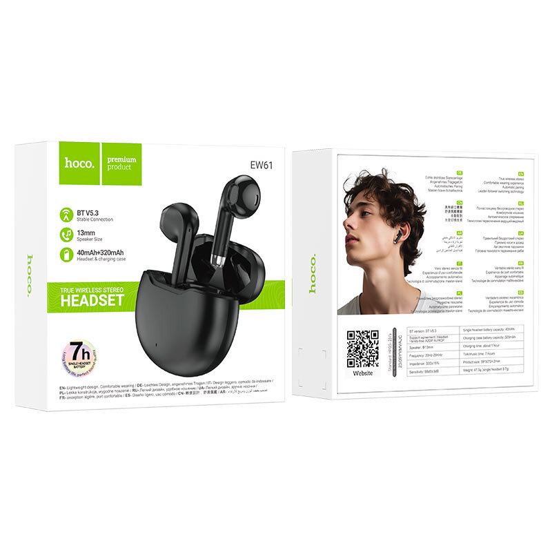 Наушники Bluetooth HOCO EW61 TWS, черные