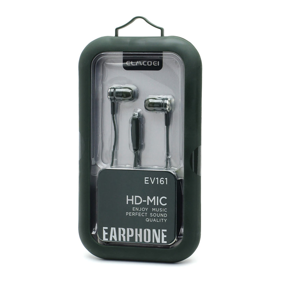 Гарнитура MP3 Elmcoei EV-161 с кнопкой ответа зеленая