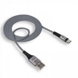 Кабель USB - Type-C WALKER C775 прорезиненный, магнитный, с индиктором, серый 3.1A*