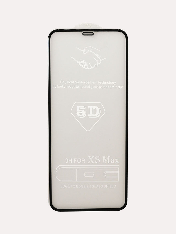 Стекло 10D "Full glue" с рамкой для Apple iPhone 11 Pro Max/XS Max/6.5" черное, тех.упаковка