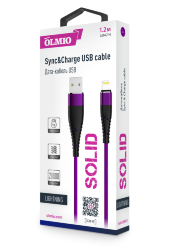 USB кабель на iPhone 5 Olmio SOLID усиленный 2,1A цвет индиго