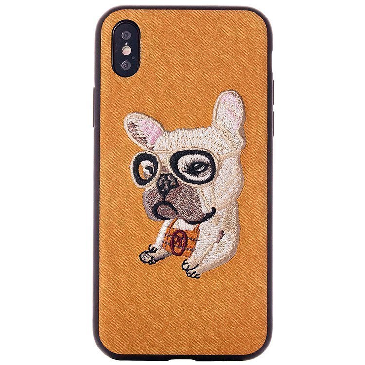 Накладка PC008 с вышивкой Собачка iPhone X (003)