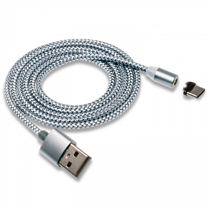 Кабель USB - Type-C МАГНИТНЫЙ серый