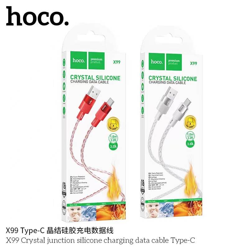 Кабель USB - Type-C HOCO X99 Crystal 3A, 1M серый