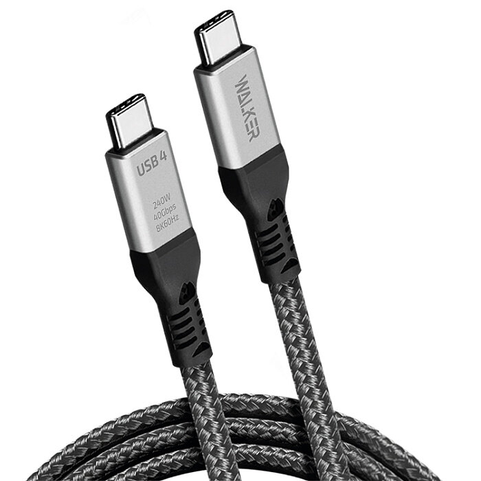 Кабель Type-C - Type-C WALKER C995, 240W, совместим с Thunderbolt 4, черный