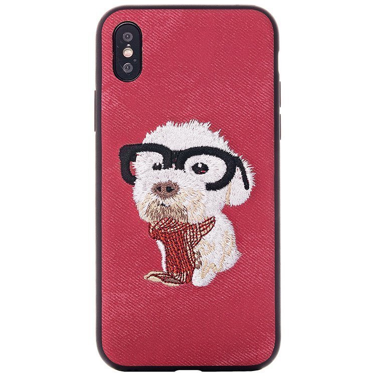 Накладка PC008 с вышивкой Собачка iPhone X (004)