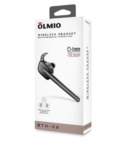 BLUETOOTH-гарнитура Olmio BTH-09 v5.0 черная