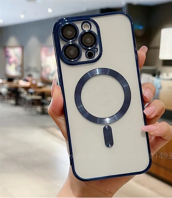 Накладка силикон ElectroFlex Magsafe для Apple iPhone 17, темно-синяя