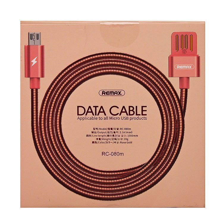 Кабель USB - MicroUSB REMAX Tinned Copper RC-080m розовое золото