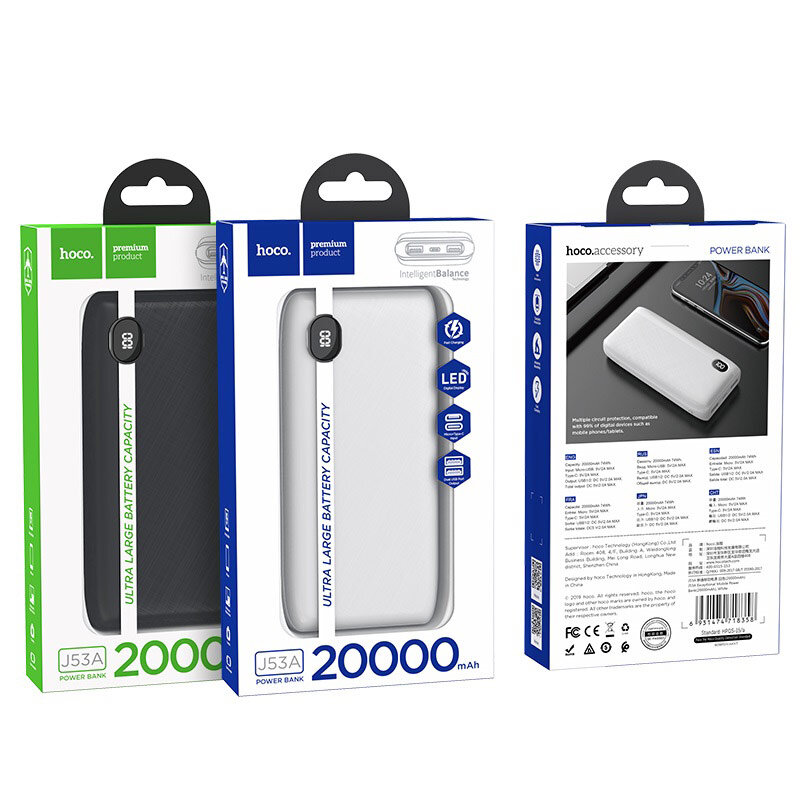 Внешнее ЗУ Power Bank HOCO J53A Exceptional 20000mAh Li-pol белое